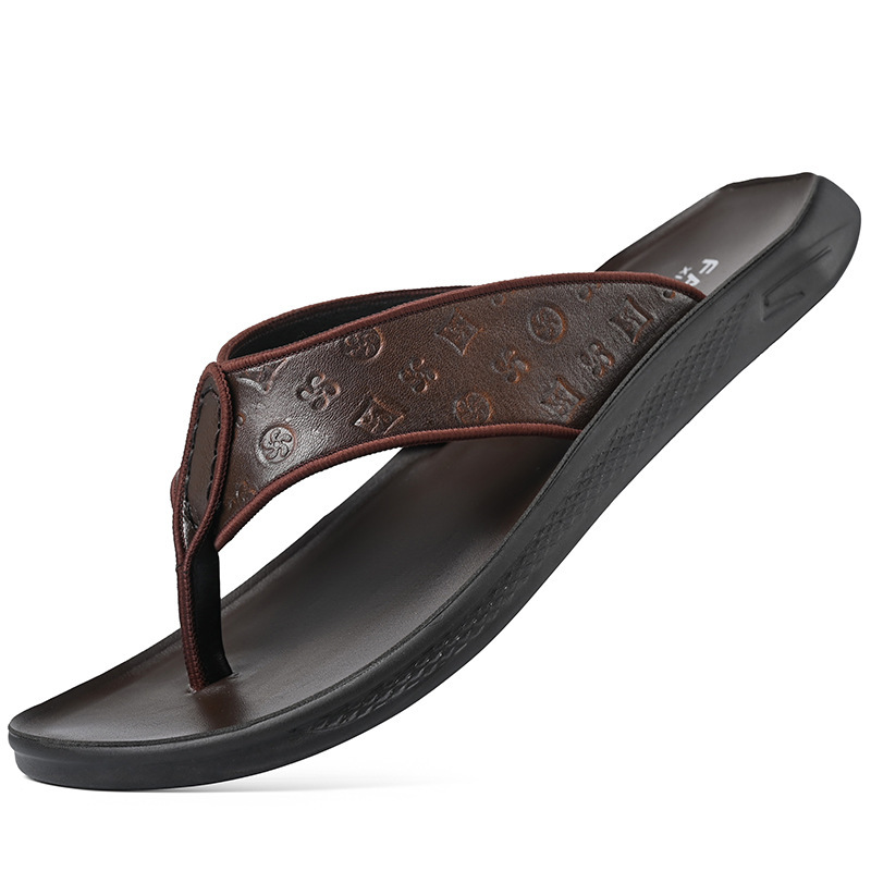 Male Lightweight Waterproof Thong Sandals Wear-resistant Cushioned Footbed Indoor Outdoor Walking Fashion Flat Slippers