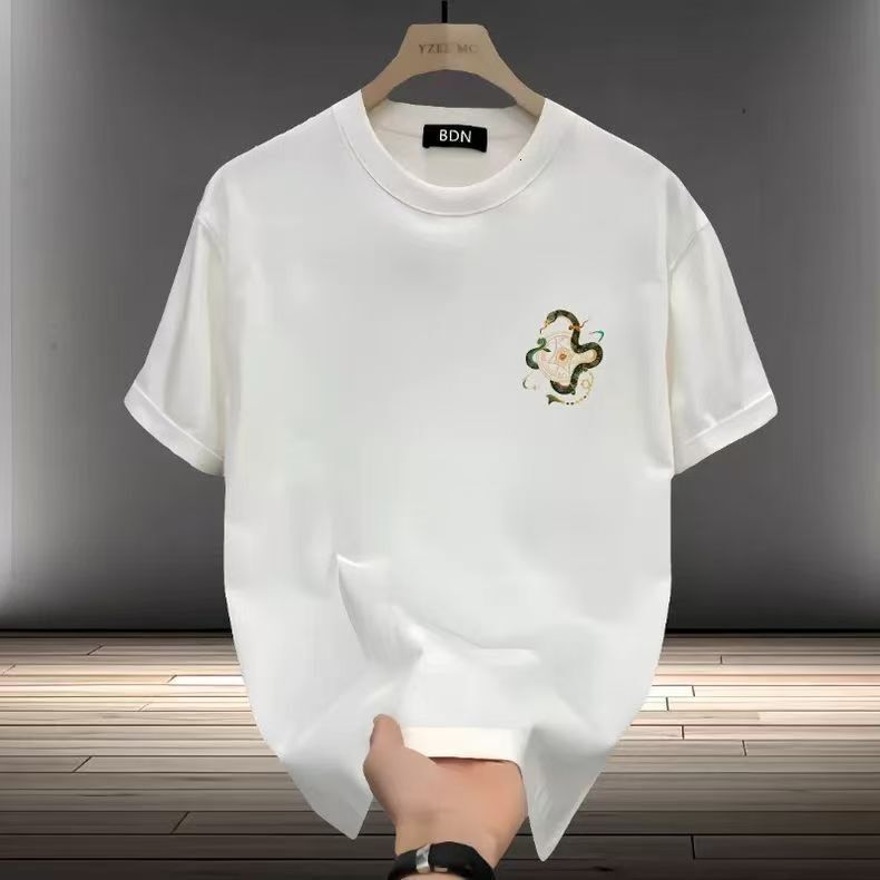2026 Extra Large Designer Cotton Luxury Fashion Printed Mens Basic Short Sleeve Top Fat Brother Loose Breathable Outdoor Leisure Versatile T-shirt