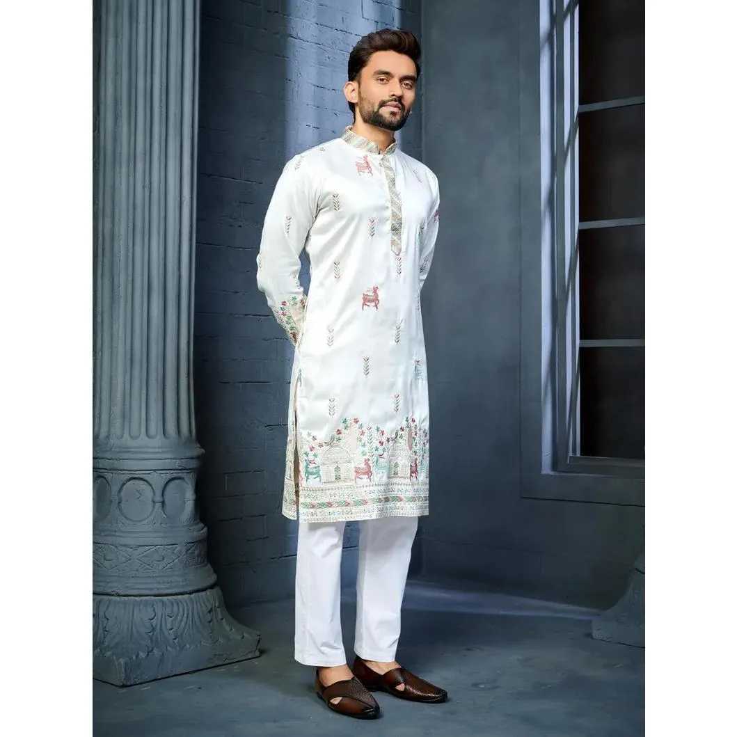 Muslim Kurtta Caftan Dubai MenS Robe Long-Sleeved Ethnic Style Stand Collar Arabic Clothing National style Middle Eastern W251216