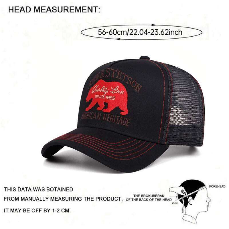 2025 Creative New Baseball STETSON Red Bear Truck Outdoor Sports Sunshade Street Hip Hop Daily Commuter Net Hat