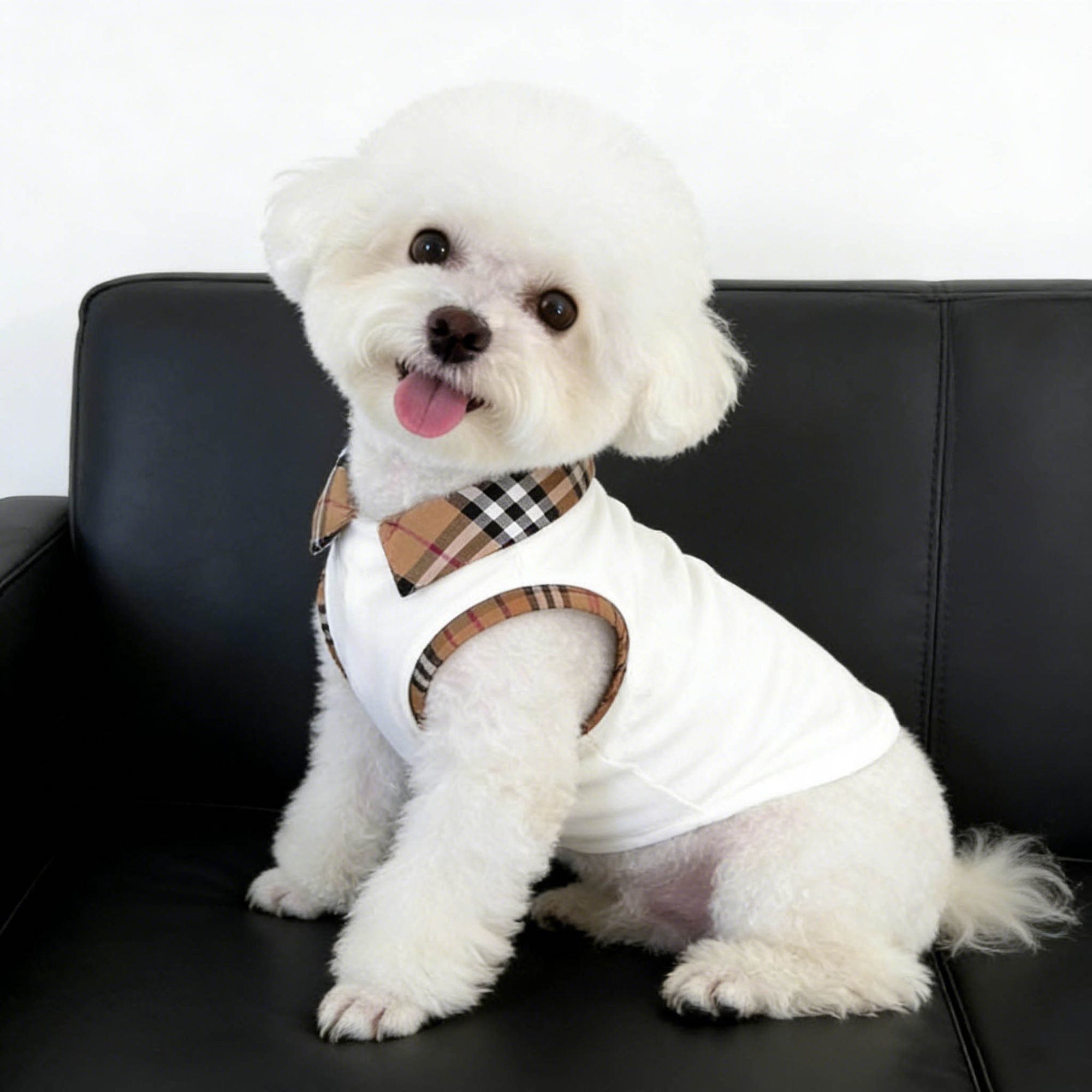Luxury Dog Clothes Elegant Plaid Collar Pet Dog Shirt Comfortable Sleeveless Top 5 Sizes S to XXL for Small Breeds Fashion Casual Puppy Apparel Y455 - view 7