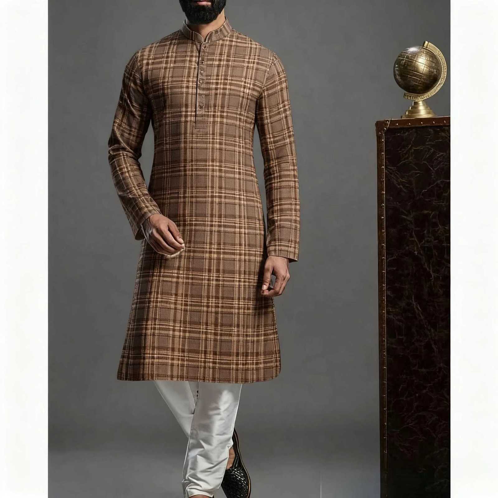 2026 Men Muslim Shirts Patchwork Neck Long Sleeve Vintage Men Clothing Islamic Arabic Casual Male Islamic Clothing Men W251216