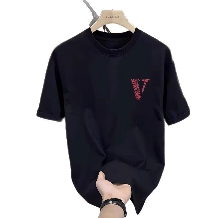 Designer Shirt Men's Pure Cotton Short-sleeved T-shirt Summer New Style Loose Fit Fashionable Brand Round Neck Design Luxurious Casual Half-sleev
