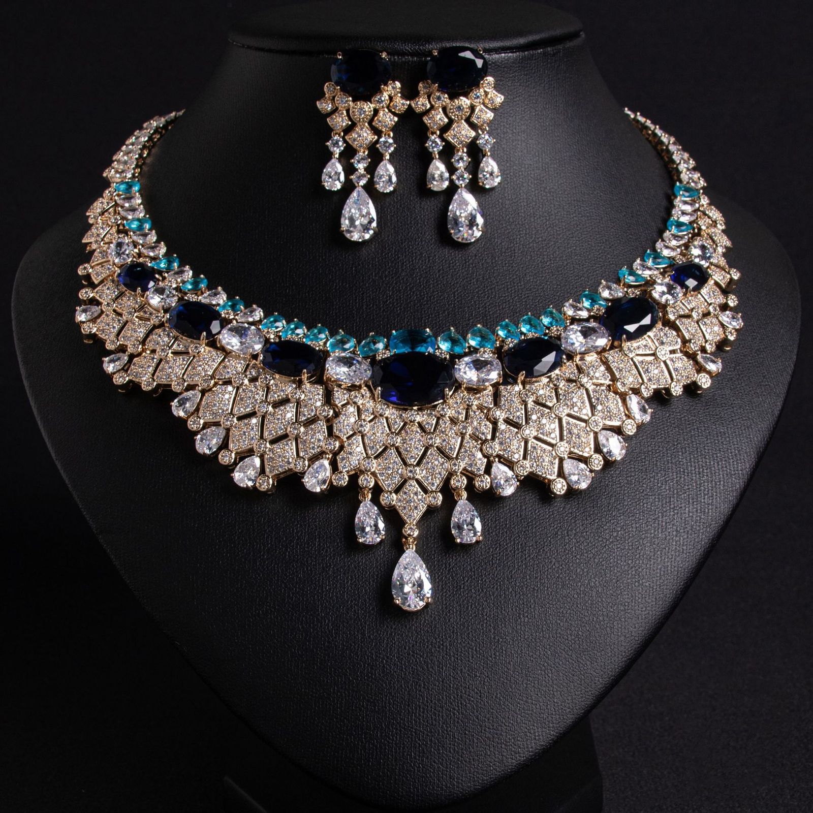 Pearl Jewelry Set With Cubic Zirconia for Women NecklaceElegance Saudi Arabic Dubai Bridal Party Wedding Accessories 250609