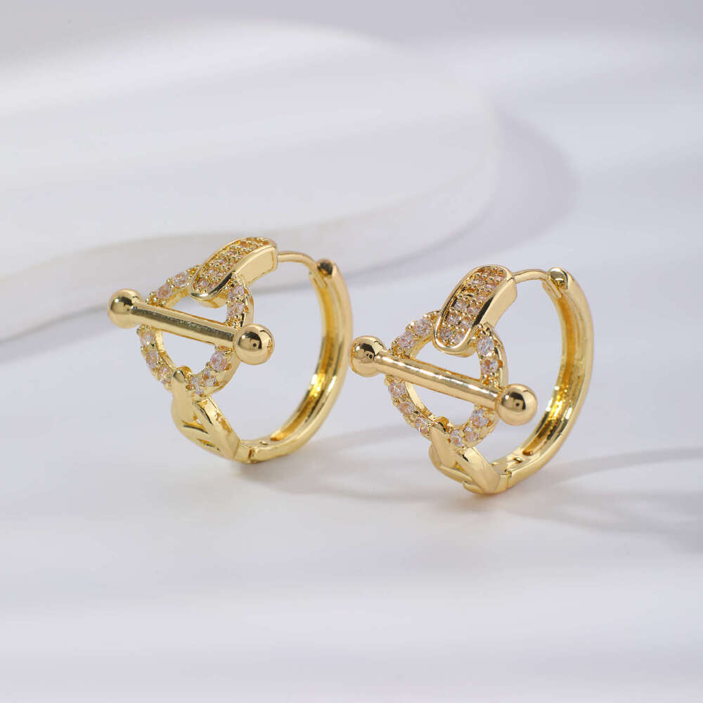 Kashi Autumn New European And American Style O-Shaped Design Irregular Geometric Zircon Earrings Valentine's Day Birthday Gift