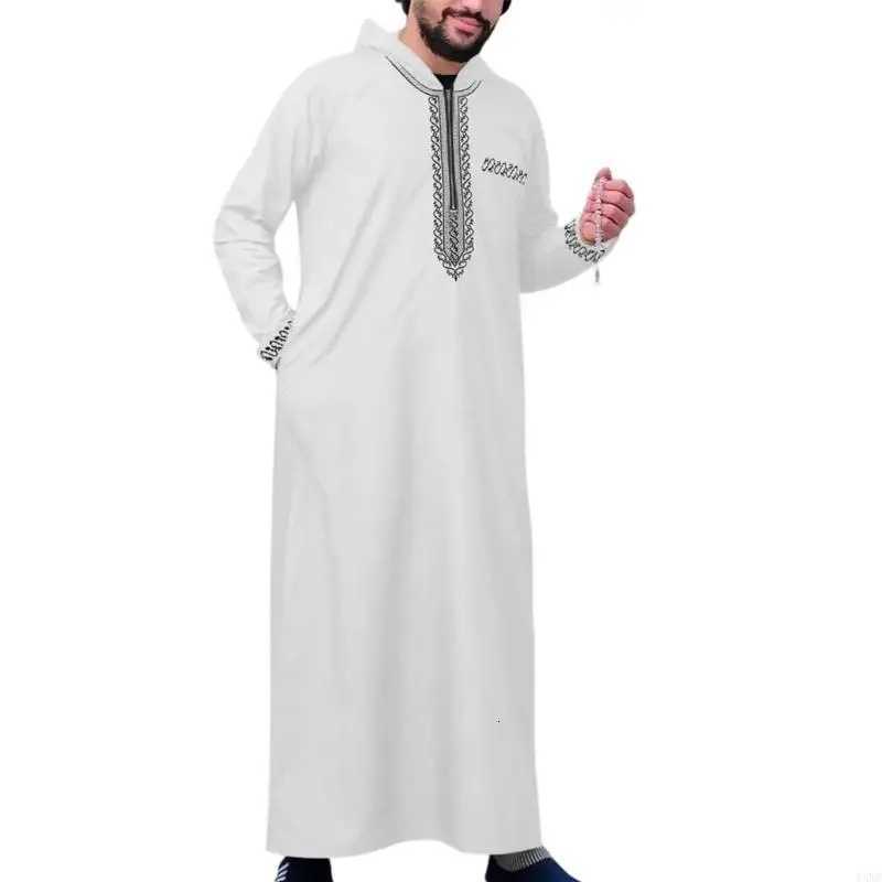 Y3NE Islamic Clothing Men Robe Kaftan Muslims Man Moroccan Casual Long Dress Arabic Thobe Grown Middle East National Costume W251216