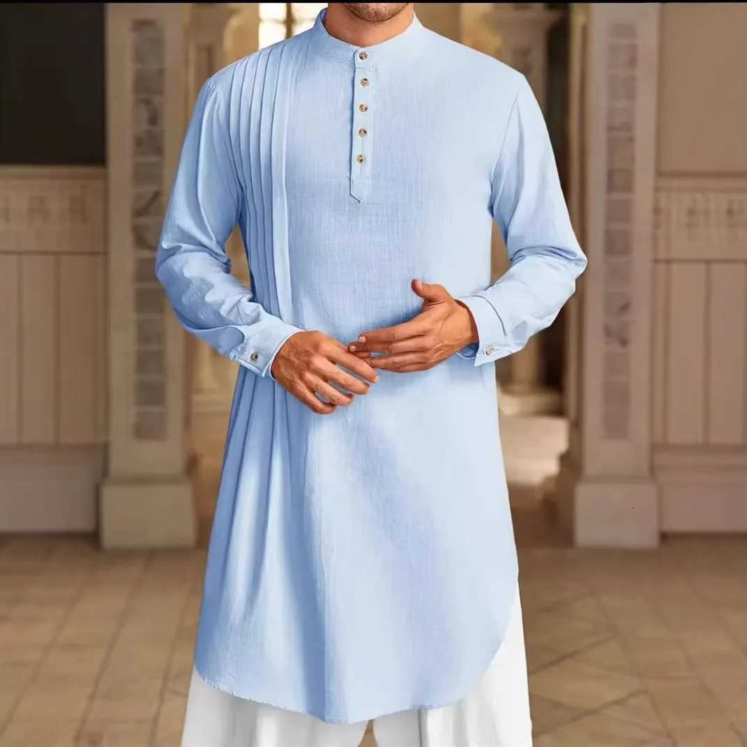 Mens Muslim Dress Long-sleeved Clothing 00 Cotton Pullover Kaftan Robe Men Jubba Thobe Pakistan Saudi Arab Caftan Islamic Top W251216