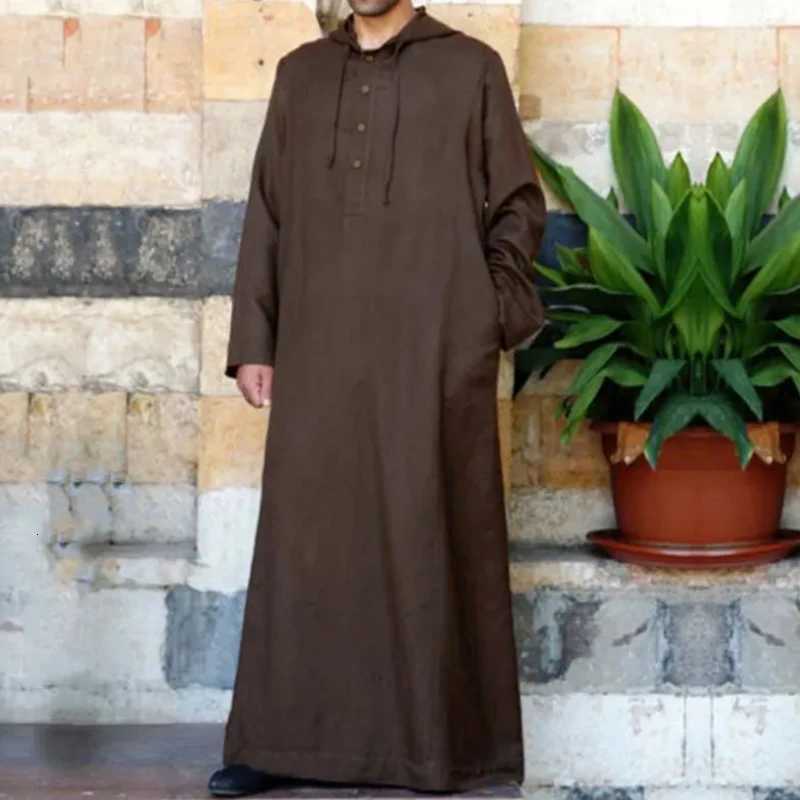 Islamic Clothing Mens Long Sleeve Loose Muslim Men Saudi Arabia Pakistan Kurta Muslim Costumes Muslim Dress Kaftan Thobe Hooded W251216