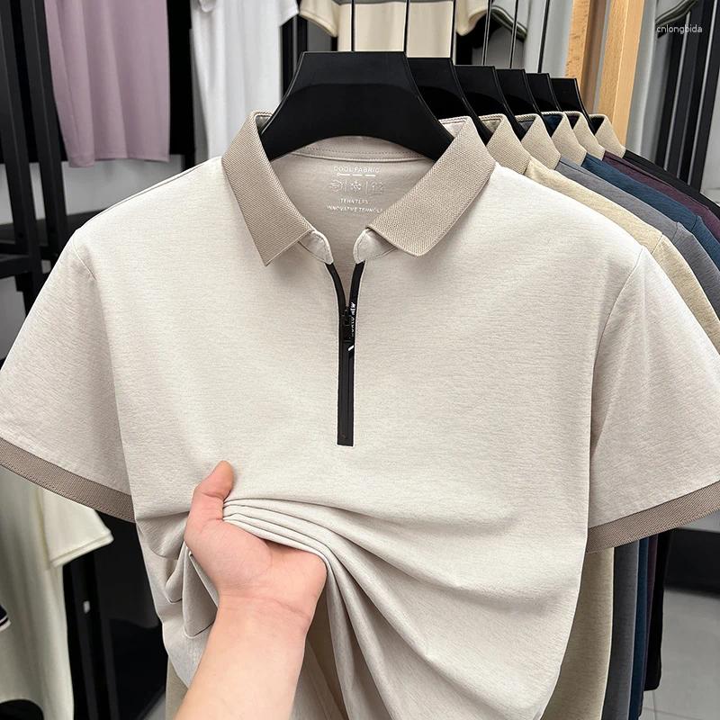 Men's Polos Half Zip Casual Short Sleeved Polo Shirt For Men Trendy And Versatile Lapel T-shirt