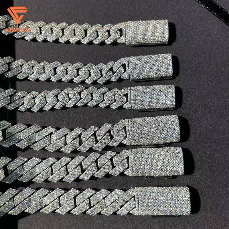 12mm 15mm 18mm Miami Hip Hop 925 Silver Bracelet Gold Plated Moissanite Cuban Link for Men and Women