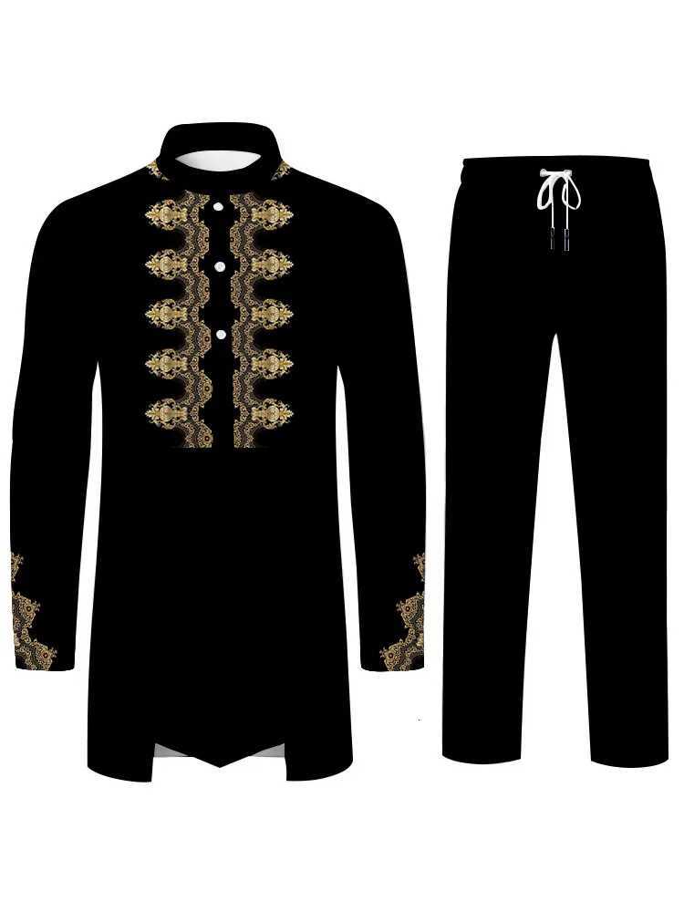 Elegant Fashion Mens Suit Personalized 3D Printed Pattern Islamic Culture Muslim Suit Loose Breathable Two Piece Mens Clothing W251216