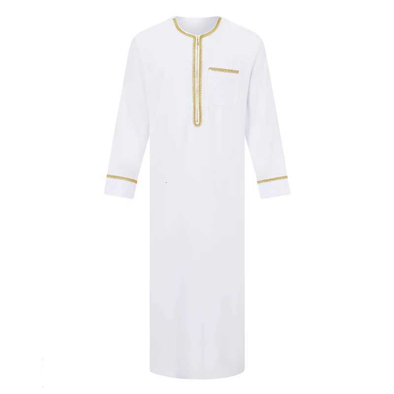 Men s Traditional Moroccan Kaftan Robe with Intricate Gold Embroidery Long Sleeves and Loose Fit for Ethnic Style Costume W251216
