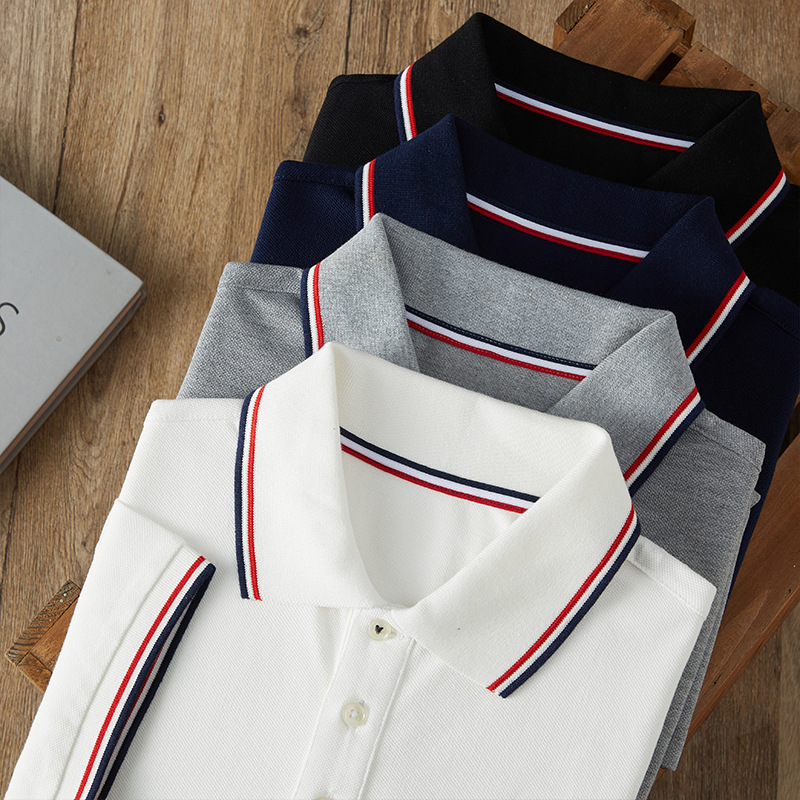 Designer Short-sleeved Shirt Luxurious And High-end Combed Cotton Polo Shirt With Collar Men's Style Short-sleeved Shirt Plain-color Business Men