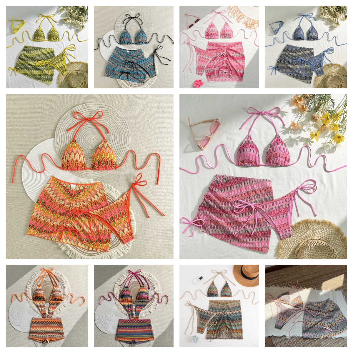 Women's Swimwear 2026 Sexy 3Pcs Bikinis Set Female Swimsuit Women Three-Piece Beach Swim Wear Bathing Suits Brazilian Bikini Pool Bather