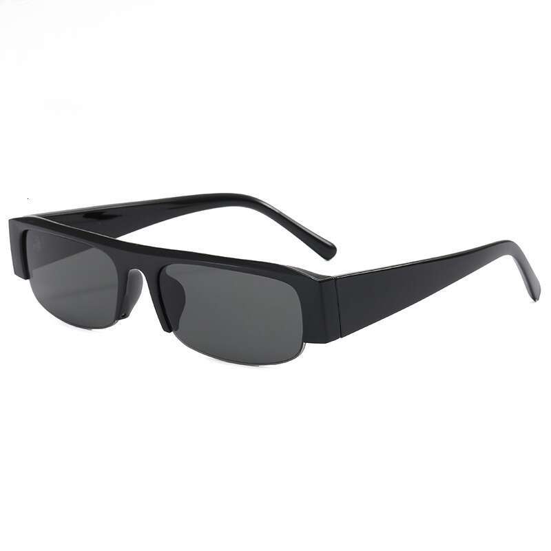Designer Square Half-Frame Glasses Women Vintage Small Narrow Thick Temple Non-Prescription Eyewear