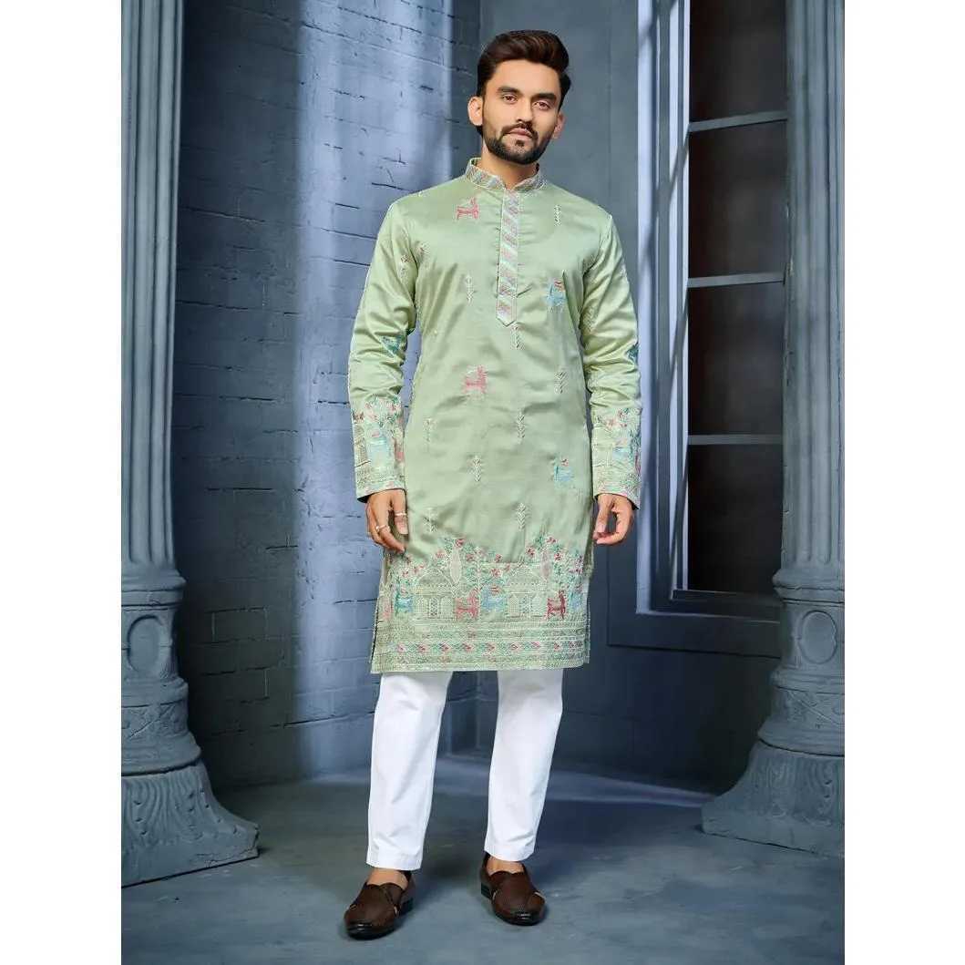 Muslim Kurtta Caftan Dubai MenS Robe Long-Sleeved Ethnic Style Stand Collar Arabic Clothing National style Middle Eastern W251216