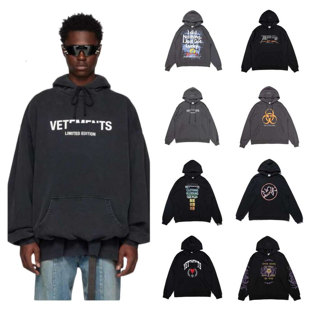Designer Mens Hoodie VTM Hoody Oversized Retro Sweatshirt Loose Casual Mens and Womens hip hop hoodies Letter Printed Long Sleeve Y2K Jacket Coats Wide Leg pants 7m