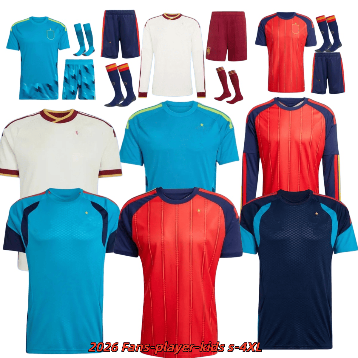 2026 World Cup SPAIN Soccer Jerseys PEDRI GAVI LAMINE YAMAL MORATA Carvajal FERRAN RODRIGO Jersey Men Kid Kit Football Shirt CUBARSI MERINO camiseta 3xl 4xl