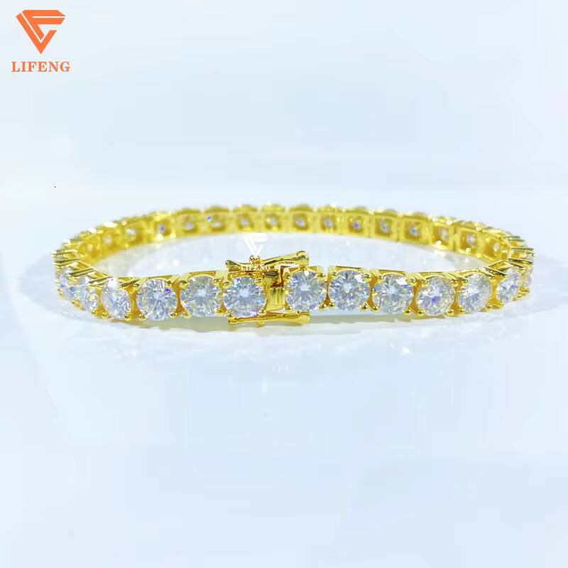 Lifeng Jewelry 6mm D VVS Moissanite Tennis Chain Bracelet Iced Out Hiphop 18k Gold Plated Silver 925 Diamond Men Women Bracelet