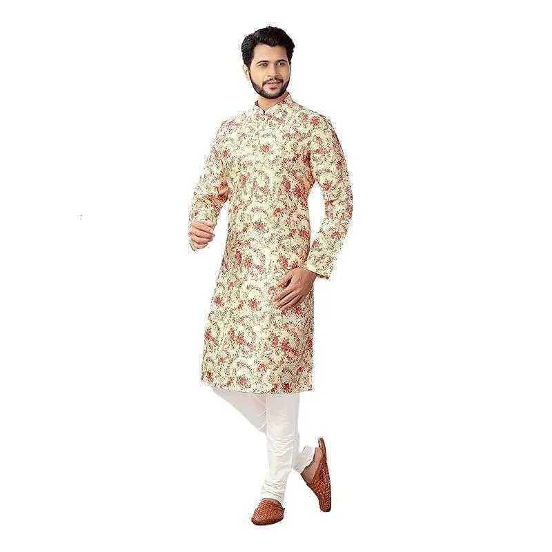Luxury Casual Islamic Arabic Abaya Robe National style Ethnic Print Stand Collar Youth Mid-length Shirt Coat Muslim Men Kurta W251216