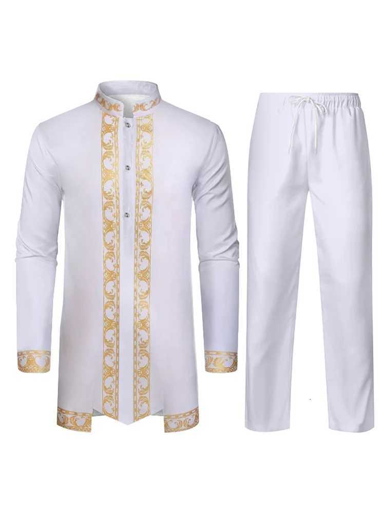 Middle East Traditional Culture Muslim Robe Arab Mens Traditional Clothing 3D Technology Printed Pattern Two Piece Set Clothing W251216