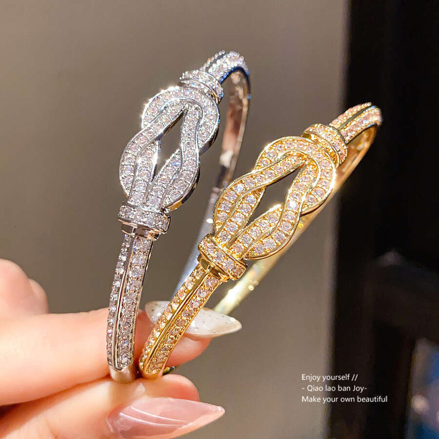 Zirconia Inlaid Knot Wrap Clasp Bracelet, Unique Simple Design, Versatile Wristband, Niche Fashion, High-End Feel Jewelry