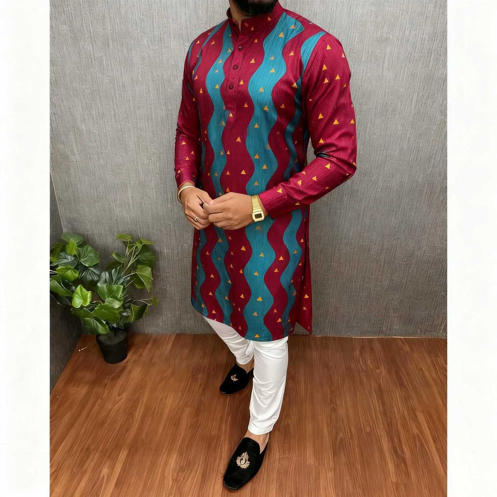 National Style Men Digital Printed Kurta Vardha Regular Mandarin Long Suitable Gandoura Homme Marocaine Khamiis Muslim Men W251216