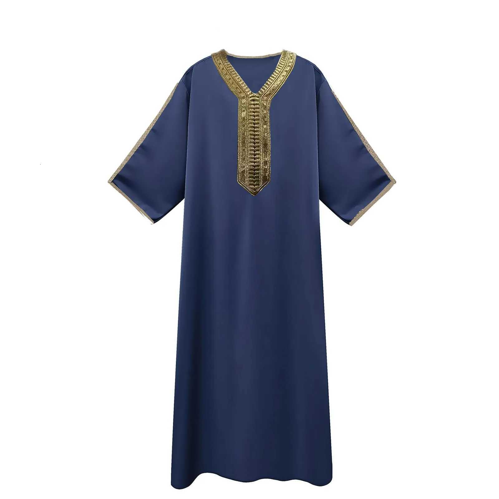 Mens Muslim Robe Arab Middle Robe Long Sleeve Embroidered Long Shirt Prayer Simple Loose Clothing W251216