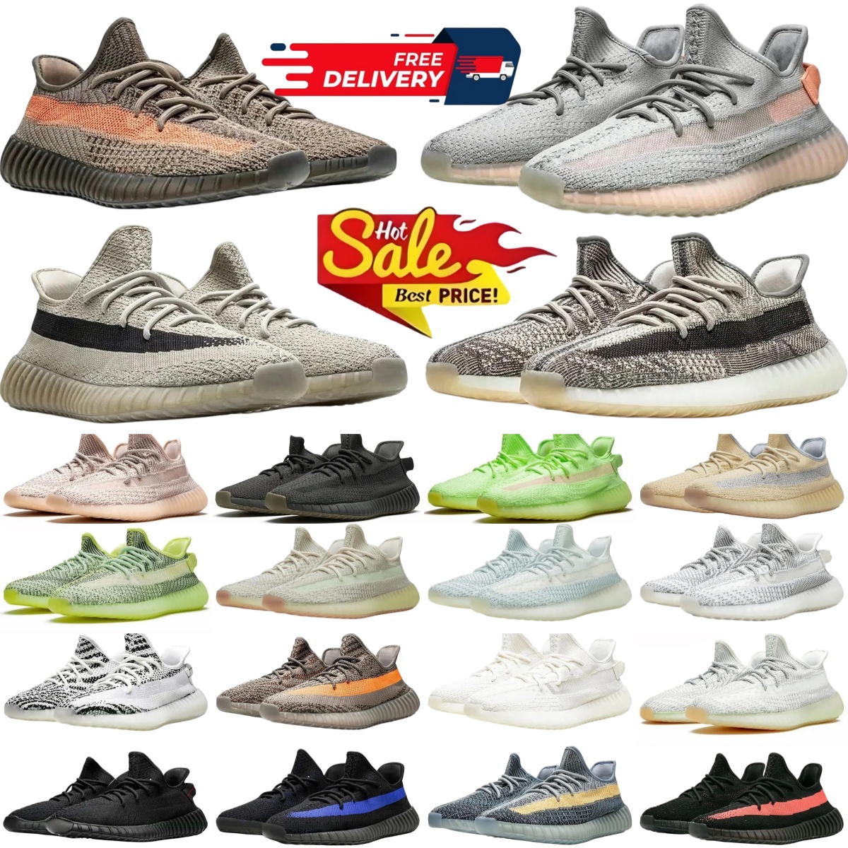 Designer shoes men and women breathable 350 sports shoes casual shoes retro running shoes non-slip popcorn shock sole blue white khaki yellow black stars