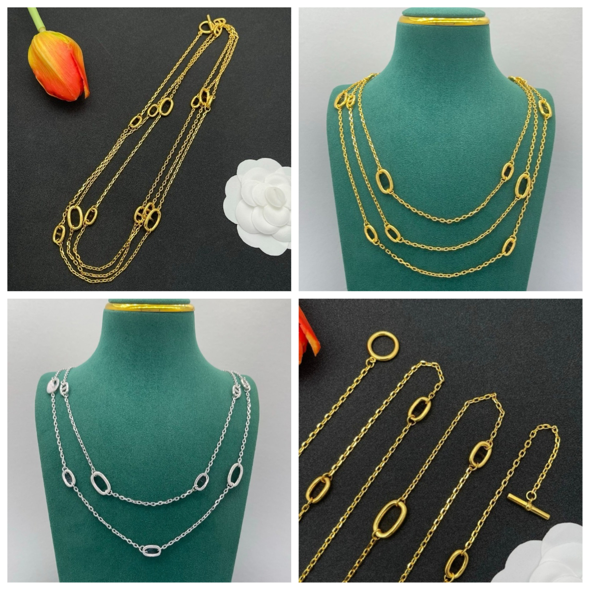Luxury Long Necklace New Designer Layered Chain Necklace Women Pendant Necklace 18K Gold Plated Sweater Chain High Quality Fashion Jewelry Party Gift