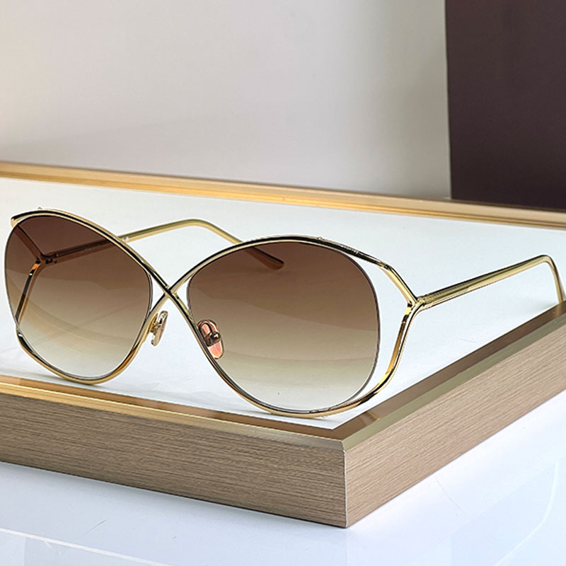 Elegant large frame cross butterfly sunnies TF1067 for women oval shaped glasses with brown gradient UV400 protective lenses versatile visors for daily vacations
