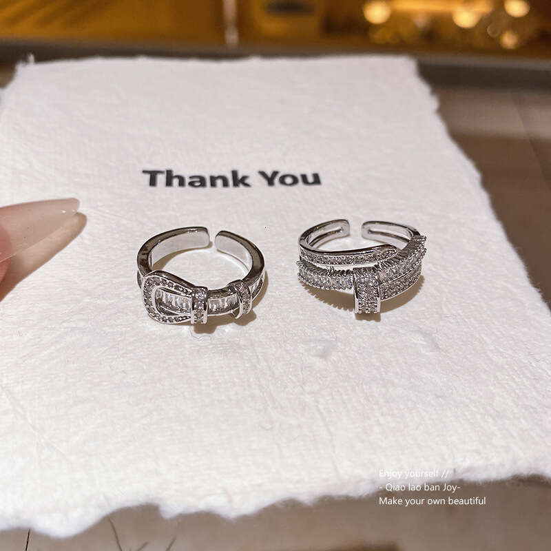 Double Layer Geometric Rectangle Open Light Luxury Cold Style Index Finger Ring Fashion Niche Design Sense Jewelry Wholesale
