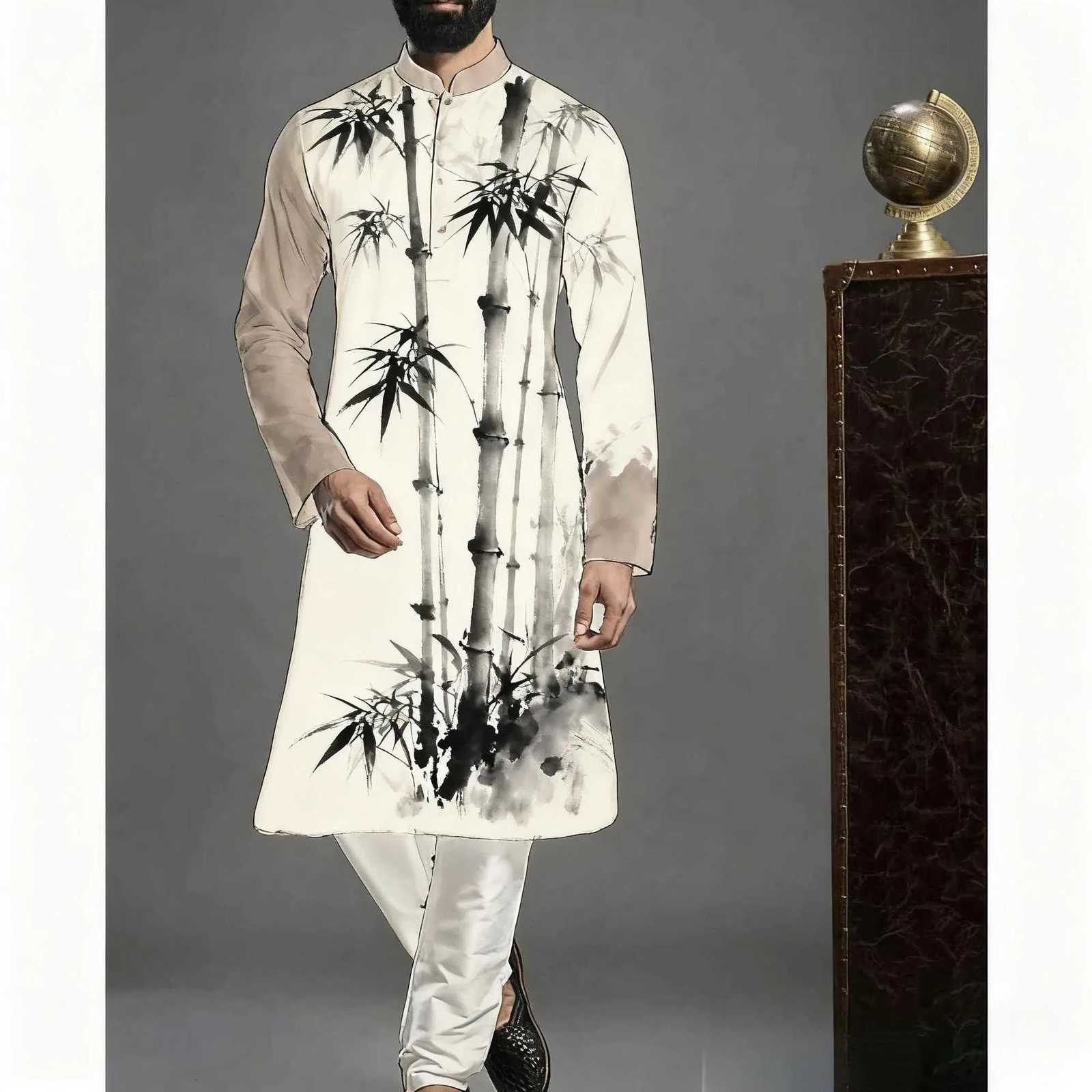 Men Islamic Arabian Patchwork Striped Embroidery Eid Muslim Long Robe Jubba Casual Loose Muslim Dress Men Abayas W251216