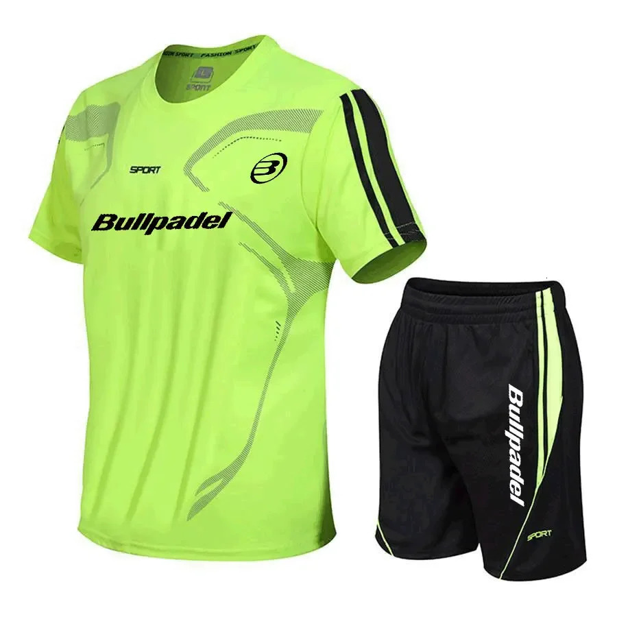 Summer Mens padel sports Sets Breathable Running Short Sleeve T ShirtShorts Tees Tops Quick Drying 2 Piece Set 260416