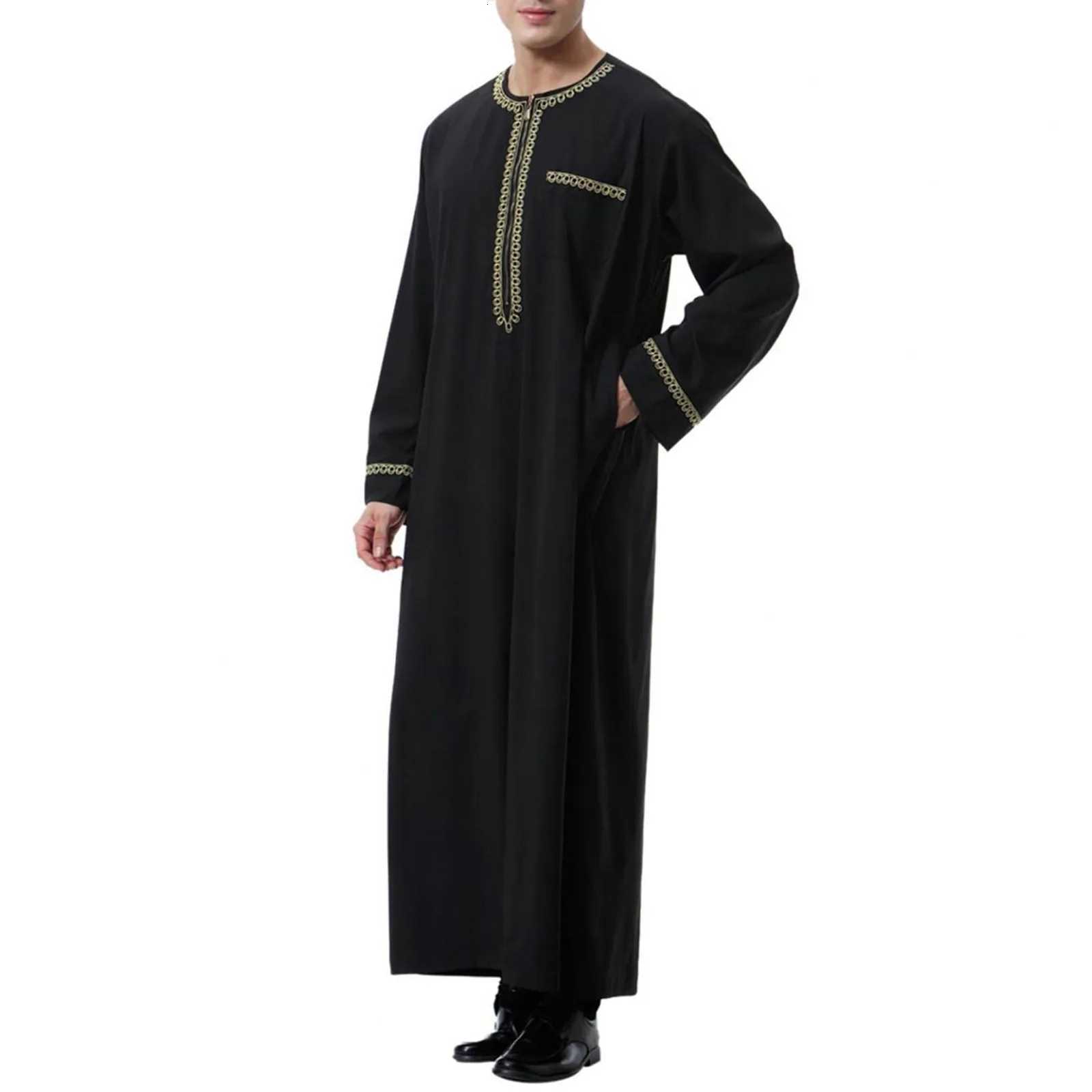 Mens Long Sleeve Kaftan Thobe Muslim Style for Men Casual Robe Kaftan for Men Muslim Pakistan Clothes Men Arabic Mens Thobes W251216