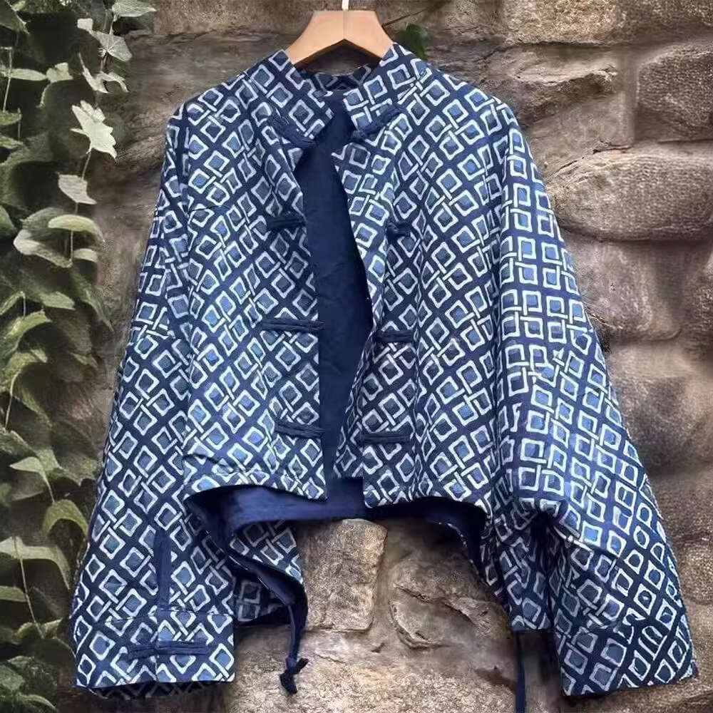 2026 New Chinese Style Women's Jacket Heavy Duty Elegant Unique Frog Button Plaid Coat Fashion Retro National Style Spring Autumn Outerwear MAKOU