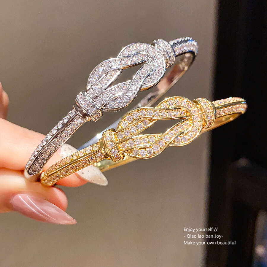 Zirconia Inlaid Knot Wrap Clasp Bracelet, Unique Simple Design, Versatile Wristband, Niche Fashion, High-End Feel Jewelry