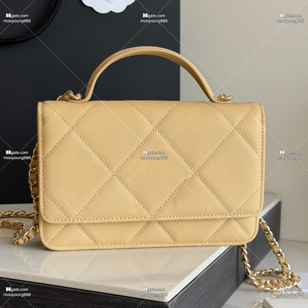 12A Upgrade Mirror Quality Designer Mini Bag 19.5cm Wallet on Chain Handbags for Women Genuine Leather Quilted Bag Crossbody Purse Beige Shoulder Bag with Box AP4931