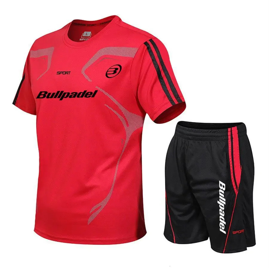 Summer Mens padel sports Sets Breathable Running Short Sleeve T ShirtShorts Tees Tops Quick Drying 2 Piece Set 260416