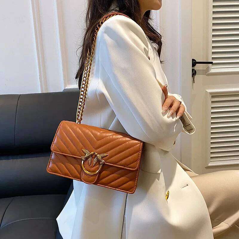 Women's chain swallow high-end fashion versatile shoulder and crossbody bag, women's embroidered small square bag