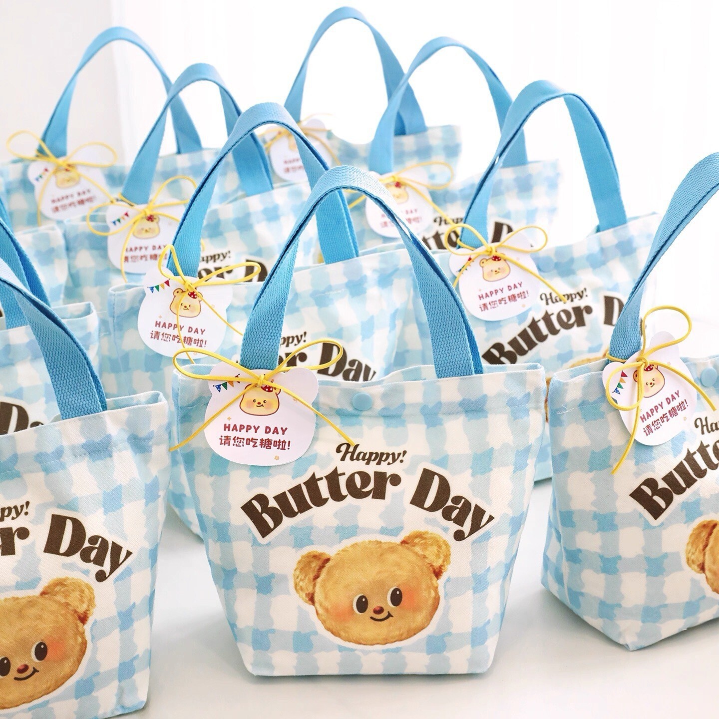 Butter Bear Gift Bag Canvas Bag for Baby Girl Full Moon Celebration Hundred Days Celebration Handbag Children's Birthday