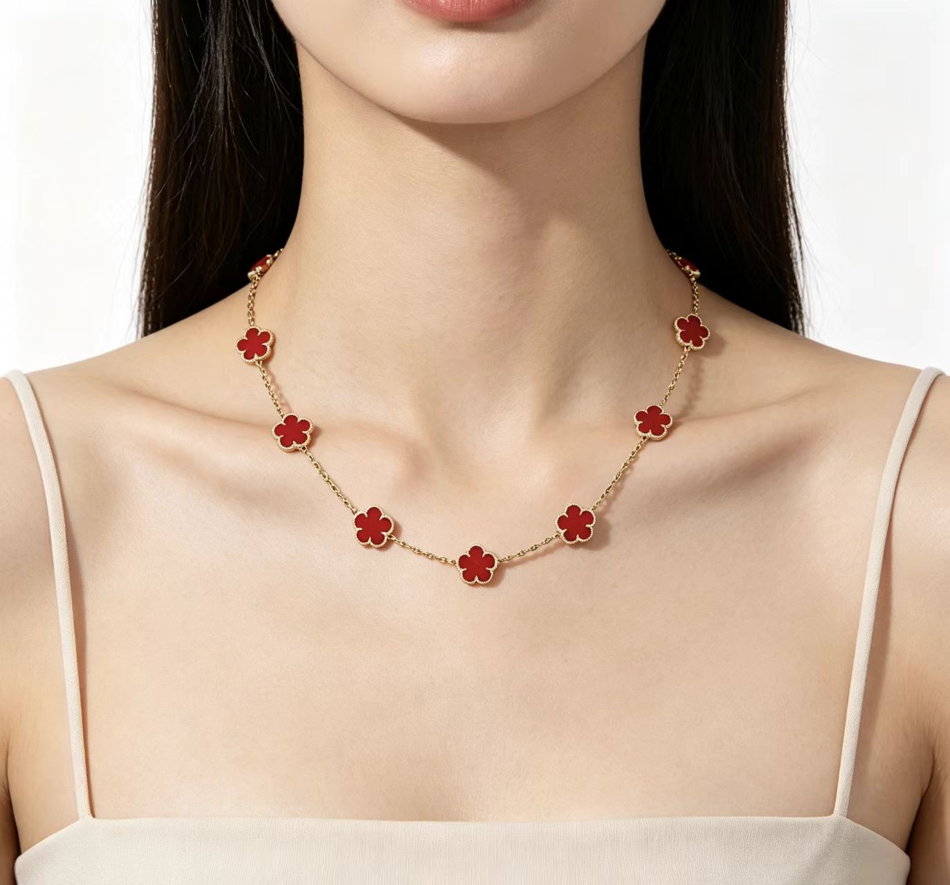 Luxury 10 Flower Clover Flower Necklace Women Designer Stainless Steel Jewelry Shiny Diamond Pendant Necklace Classic Gift