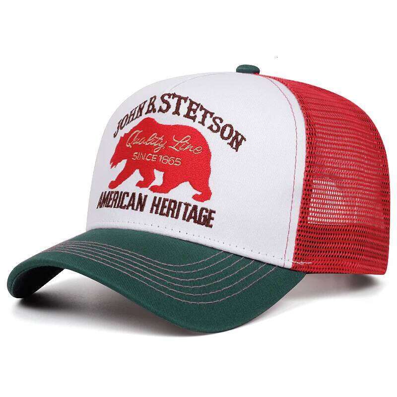 2025 Creative New Baseball STETSON Red Bear Truck Outdoor Sports Sunshade Street Hip Hop Daily Commuter Net Hat