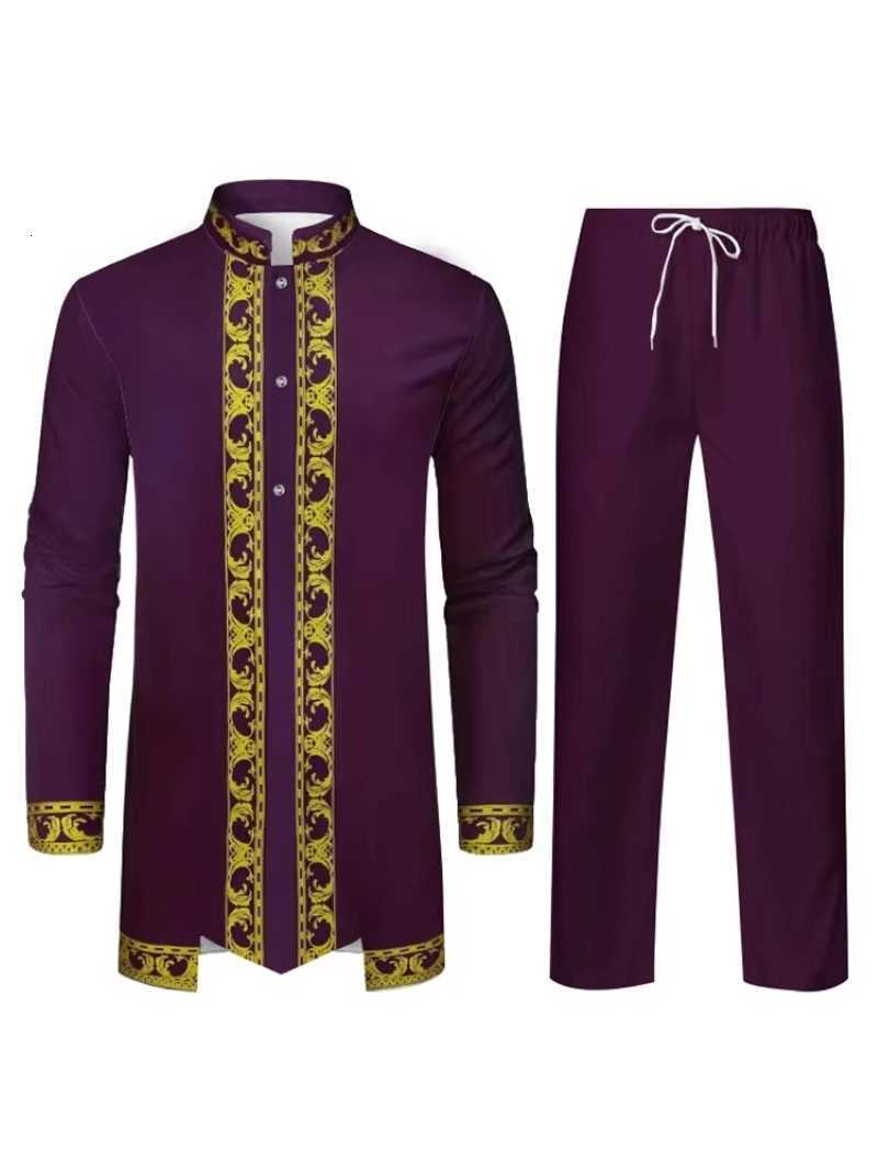 Middle East Traditional Culture Muslim Robe Arab Mens Traditional Clothing 3D Technology Printed Pattern Two Piece Set Clothing W251216