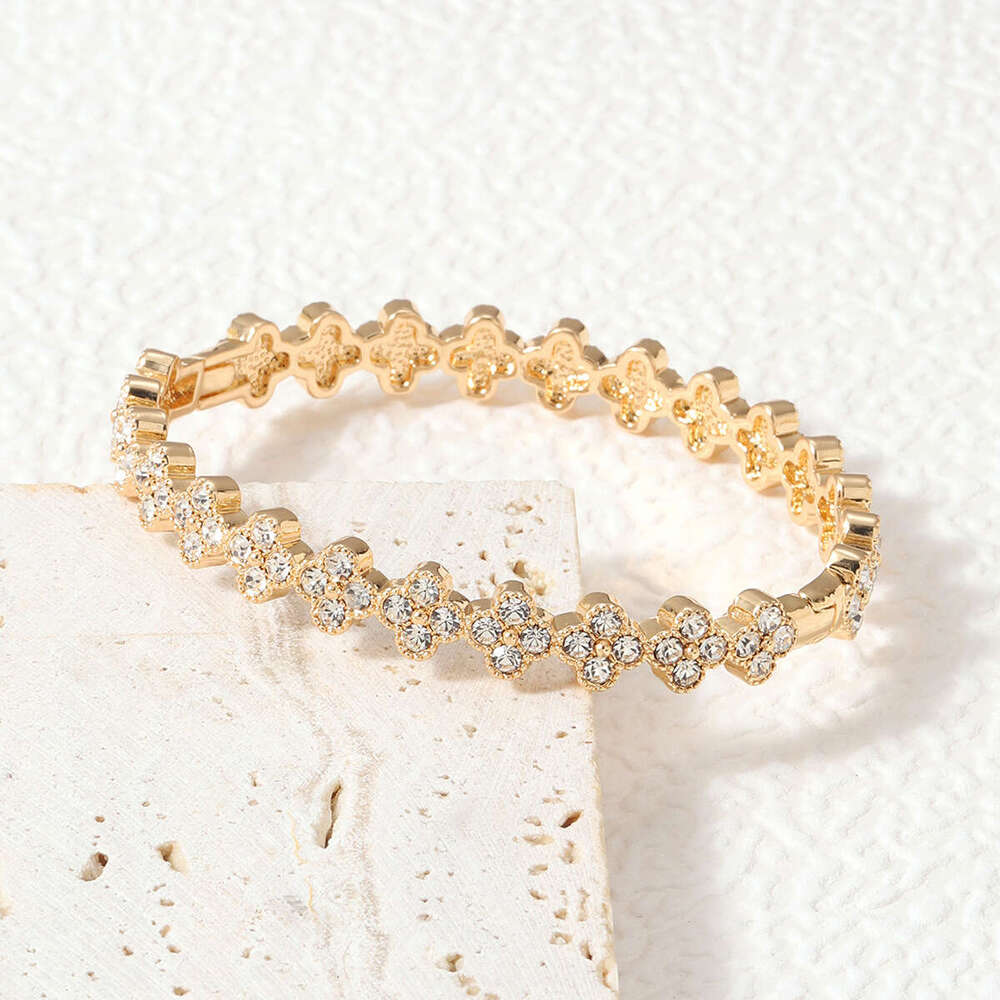 Cross-Border New Luxury Diamond-Studded For Women Animal European And American Style Personality Hip-Hop Leopard Head Open Bracelet Wholesale