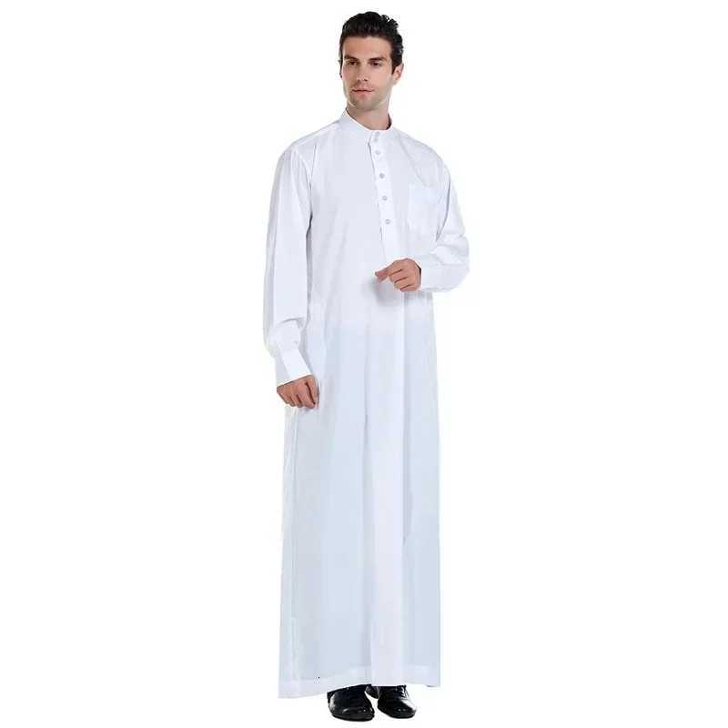 Men Dishdasha Muslim Long Sleeve Dress Daffah Thobe Jubba Saudi Arab Thoub Kaftan Islamic Clothing Robes Abaya Dubai Middle East W251216