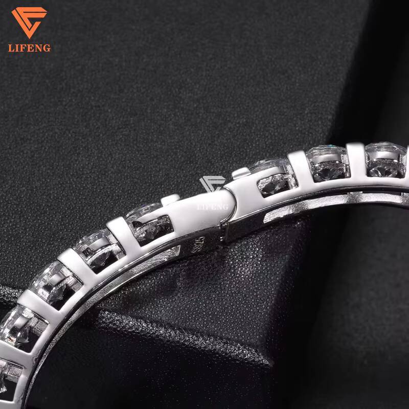 Lifeng Jewelry Moissanite Bangle VVS Diamond Sterling Silver Women Men Hiphop Moissanite Bracelet