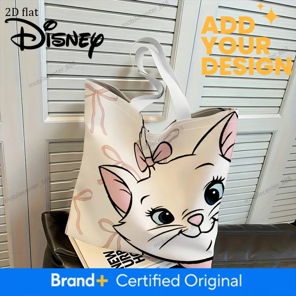 Designer Disney 1Pc Marie Pink Bow All-Over Print Tote Bag, Reusable Shopping Bag, Suitable For Daily Use, Travel, A Sweet Gift For Disney Fans. Luxur