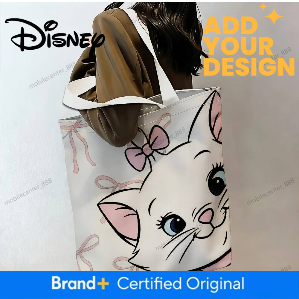 Designer Disney 1Pc Marie Pink Bow All-Over Print Tote Bag, Reusable Shopping Bag, Suitable For Daily Use, Travel, A Sweet Gift For Disney Fans. Luxur