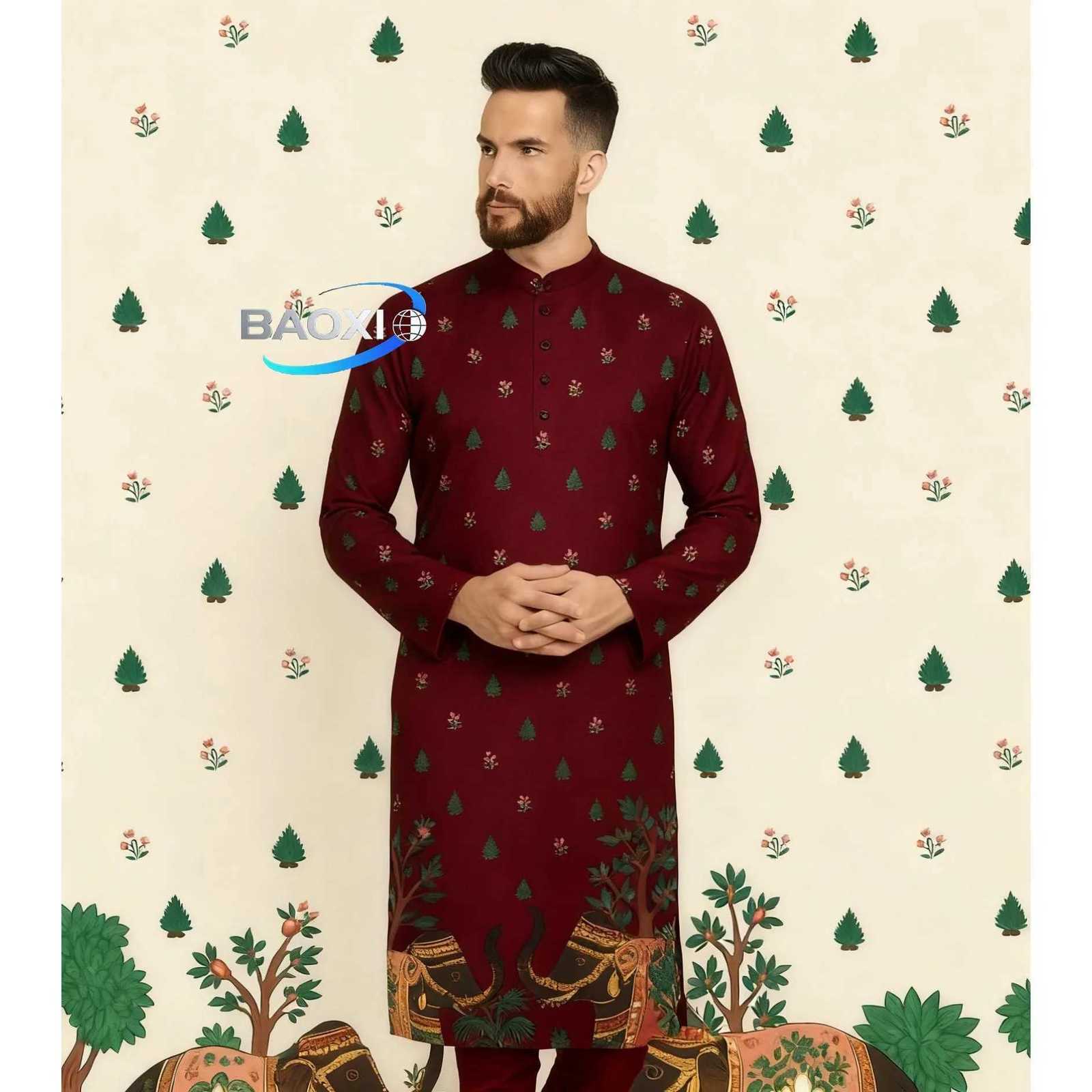Stand Collar Muslim Men Clothes Folk Kaftan Musulman Kurta Indian Islamic Clothing Ropa Musulman Hombre Camisa Arabe Hombre W251216